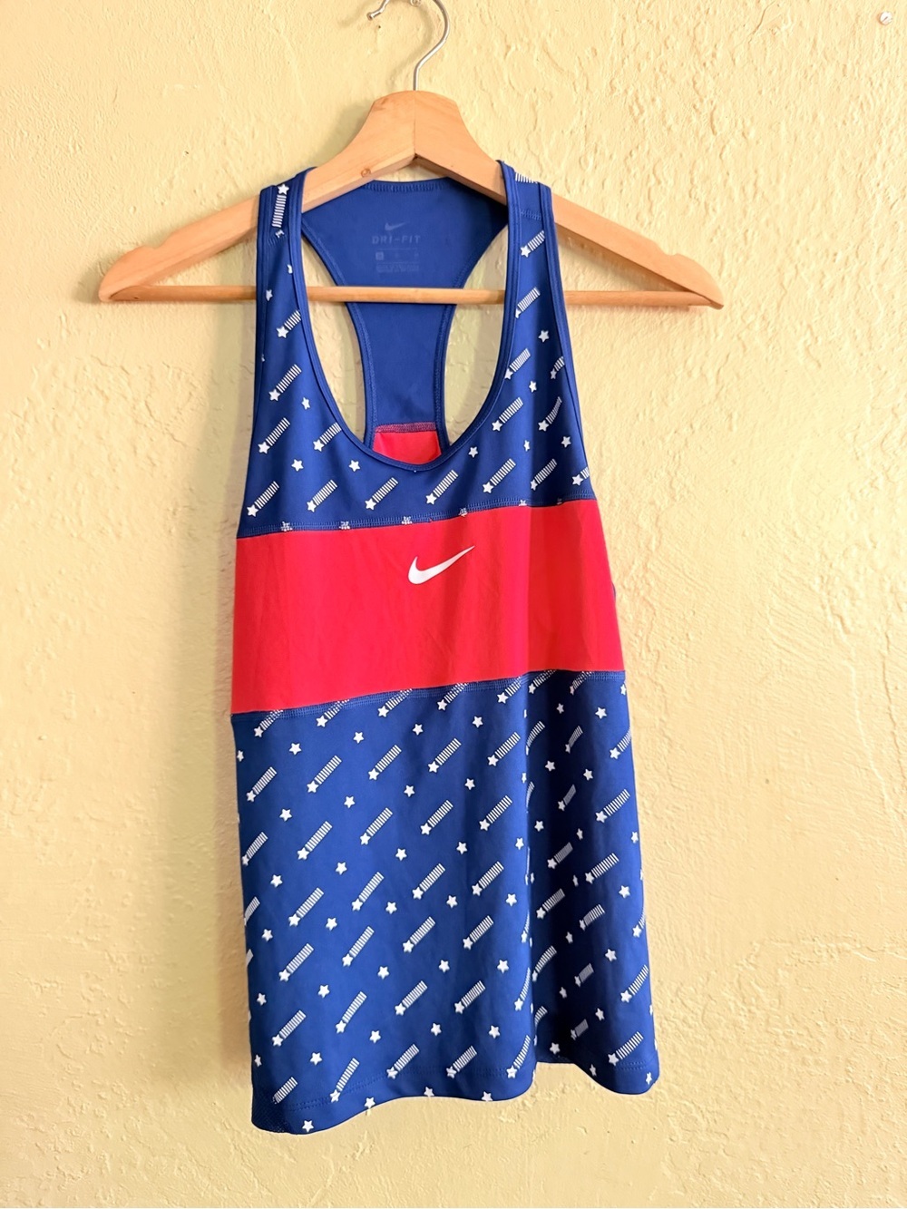 Nike Blue Tank with Red Chest Band and White Swoosh